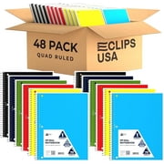 E-Clips USA 70-Sheet Graph Paper Notebook Quad Ruled Spiral Notebook, 8” x 10.5”, 48-Pack