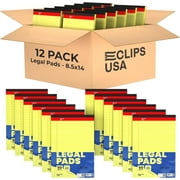E-Clips USA 50-Sheet Legal Wide Ruled Paper Notepads with Chipboard Back, Canary Yellow, 12-Pack