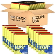 E-Clips USA 50-Sheet Legal Wide Ruled Paper Notepads with Chipboard Back, Canary Yellow, 108-Pack