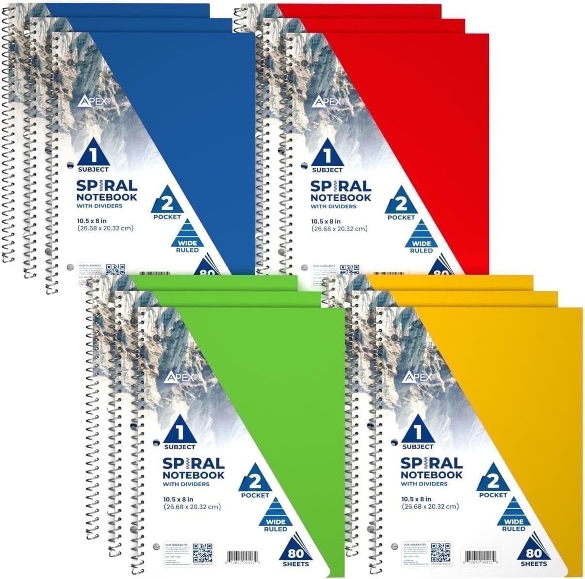 E-Clips USA 80-Sheet College-Ruled Spiral Notebook with 2-Pocket ...