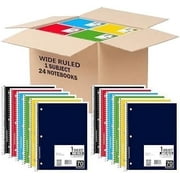 E-CLIPS USA Wide Ruled Single Subject Notebook Supplies, 70 Sheets, 24 Pack