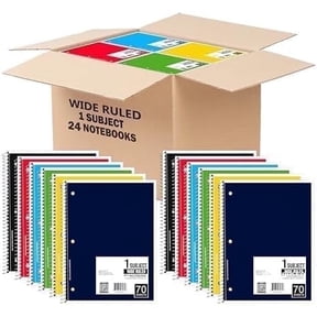 E-CLIPS USA Wide Ruled Single Subject Notebook Supplies, 70 Sheets, 24 Pack