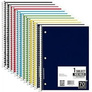 E-CLIPS USA Wide Ruled Single Subject Spiral Notebook, 50 GSM, 70 Sheets, 12 Pack