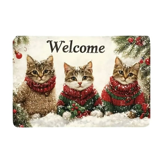 E Christmas Doormat 16X24 Inches Absorbent Non-Slip Entrance Mat Holiday Themed Floor Mat For Indoor Outdoor Use Welcome Mat For Front Door Kitchen Bathroom Dirt Trapper Mat