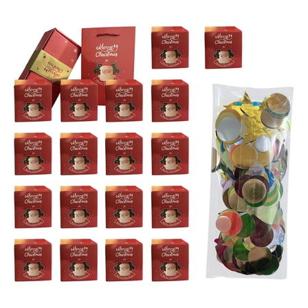 E Christmas Surprise Jumping Box Set, 25 Pop-Up Boxes With Gift Bag & Glitter, Fun Holiday Party Favor