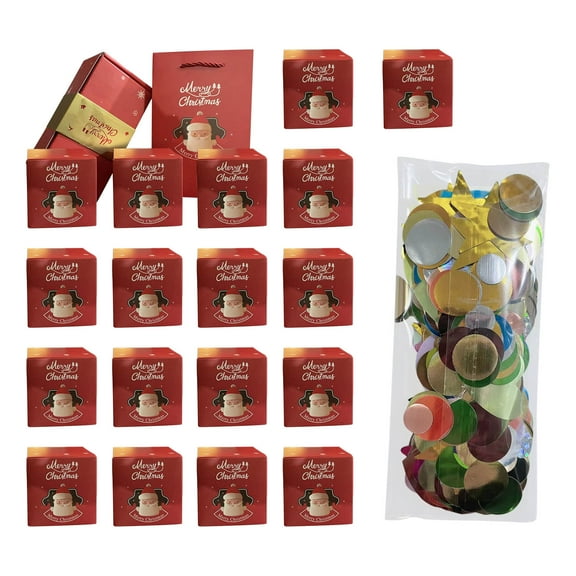 E Christmas Surprise Jumping Box Set, 25 Pop-Up Boxes With Gift Bag & Glitter, Fun Holiday Party Favor
