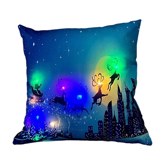 E Christmas Themed Led Light Up Pillow With Two Mode Switching Flashing Or Stay On For Holiday Decor Sofa Cushion Bedroom Accent Polyester Material 1Pc 0.24 Lb