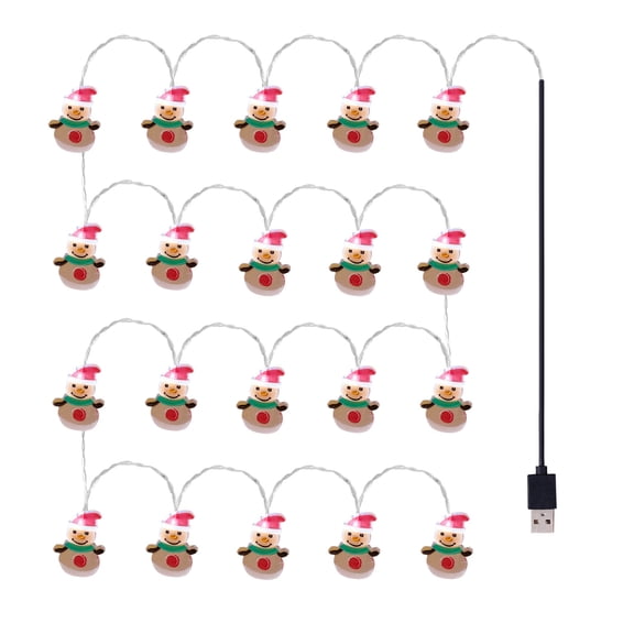 E Christmas Tree Led Light String With Snowman And Santa Claus 3 Meter 20 Lights Usb Powered For Parties