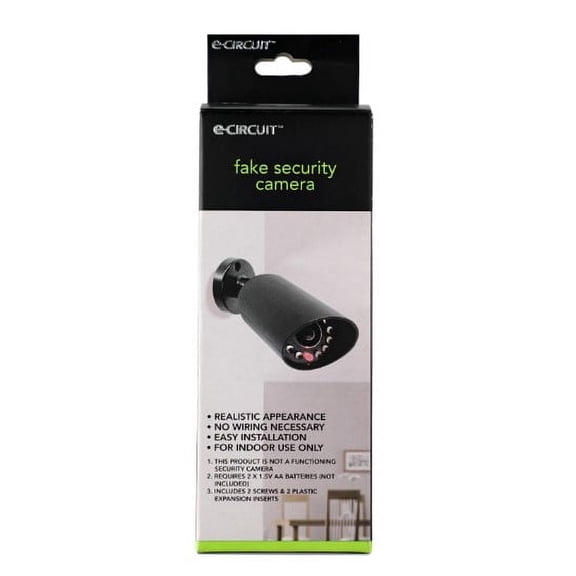 E-Circuit Fake Security Camera, Black, 2.12x2.8x5.5 in.