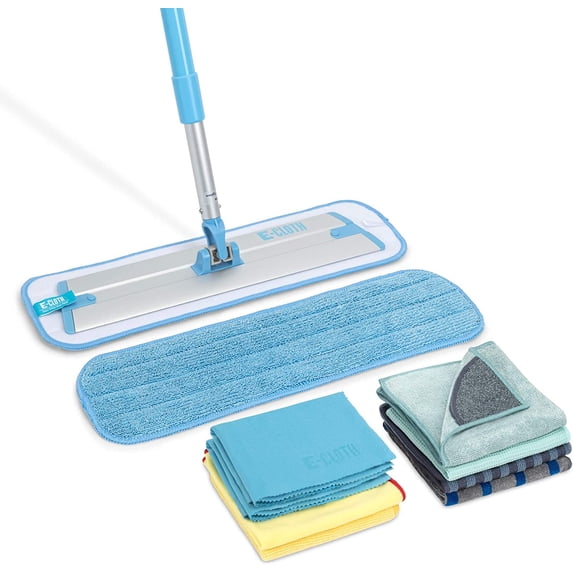 E-Cloth 10-pc Home cleaning Combo Set, Microfiber cleaning Supplies Includes Reusable Microfiber cleaning Cloth and Mop for Floor cleaning, Washable and Reusable, 100 Wash Promise