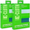 thumbnail image 1 of E-Cloth 2-Pack Window Cleaning Cloth - Streak-Free Glass & Mirror Cleaning Kit with Just Water, Glass Cleaning Cloth, Microfiber Towel Kit for Windows, Car Windshield, Mirrors - Winter Green, 1 of 8