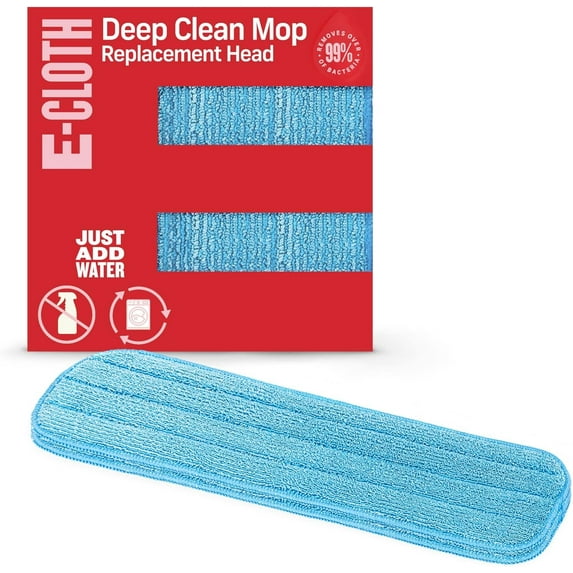 E-Cloth Deep Clean Mop Head, Microfiber Mop Head Replacement for Floor Cleaning, Great for Hardwood, Laminate, Tile and Stone Flooring, Washable and Reusable, 100 Wash Guarantee, 2 Pack