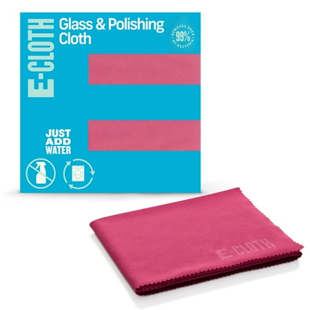 E-Cloth Glass & Polishing Cloths, Premium Microfiber Glass Cleaner, Great for Windows, Glass and Mirrors, Washable and Reusable, 100 Wash Guarantee, Raspberry Rose, 1 Pack