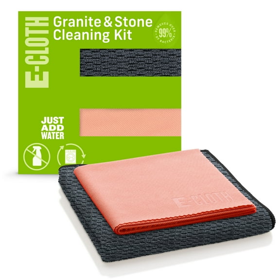 E-Cloth Granite & Stone Cleaning Kit Contains Effective Streak-Free Microfiber Cleaner for Countertops, 2 Cloth Set