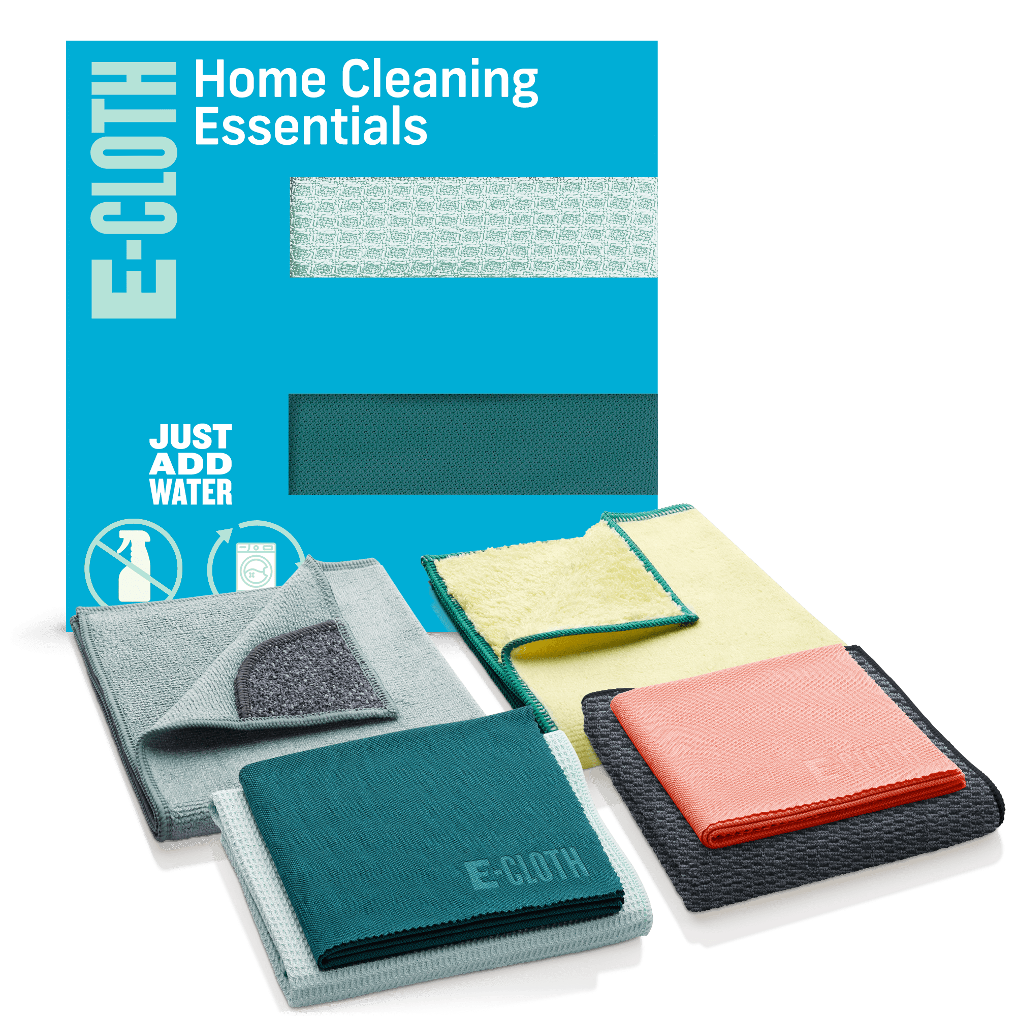 E-Cloth Home Cleaning Essentials Multi-Functional Household Microfiber Cleaning Cloth Supplies, 6 Pcs Set