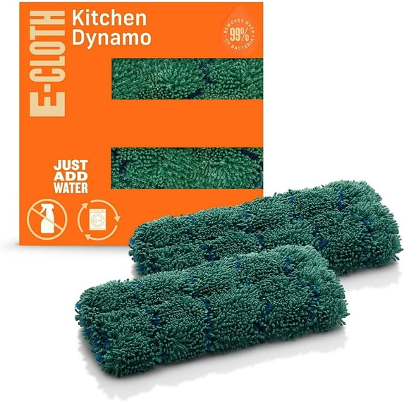 E-Cloth Kitchen Dynamo Premium Microfiber Dish Scrubber - Non-Scratch - 2 Pack, Green