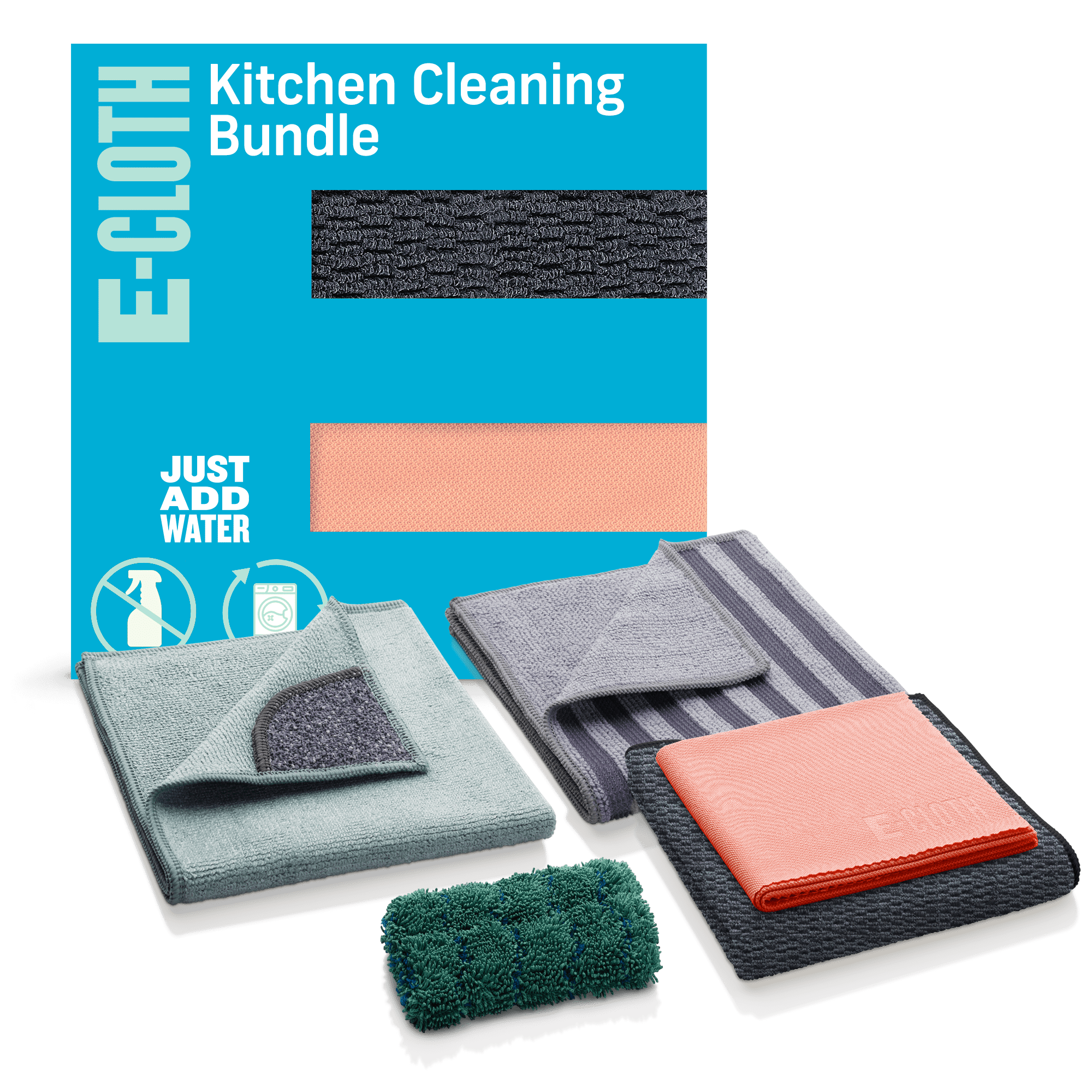 E-Cloth Kitchen Microfiber Cleaning Supplies Bundle for Kitchen, Sink, Dish  and Stainless Steel Pot & Pans, 5 Pieces