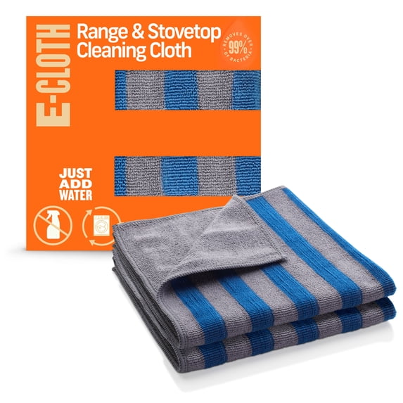 E-Cloth Range & Stovetop Cleaning Kit Contains Effective Streak-Free Microfiber Cleaning and Polishing Cloths, 2 Pack