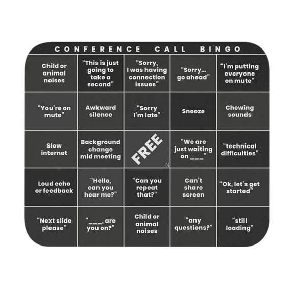 E Conference Call Bingo Mouse Pad, 24X20Cm Fun Office Desk Mat, Work From Home Humor Gift