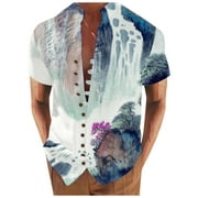 E Couture Shirts Men Men's Short Sleeve Shirt Summer Casual Floral Printing Beach Holiday Floral Shirts