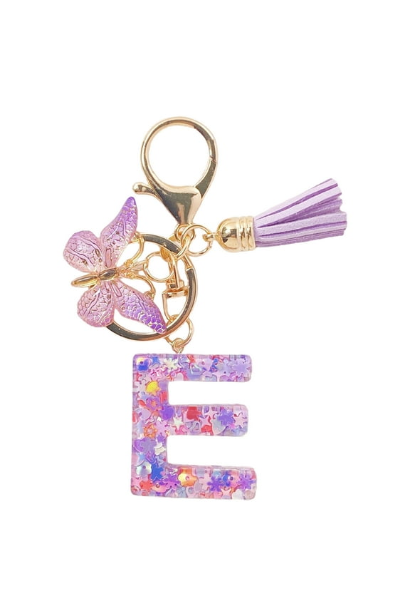 E Custom Initial Keychain With Fashionable Tassel Ornament For Ladies Car Keys Wallet Backpack And Bag Charm