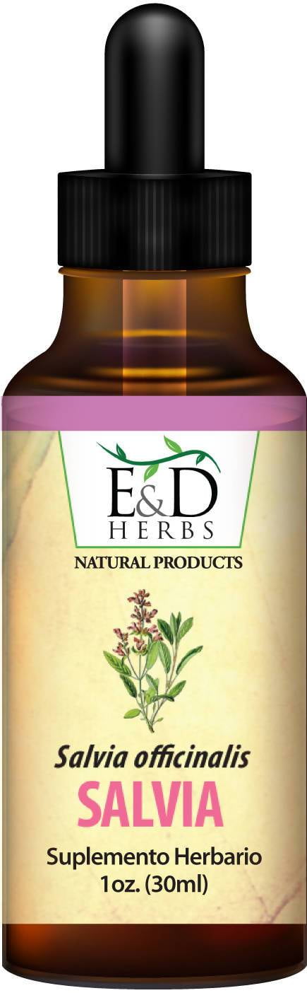 E&D Herbs 1 oz De Extracto De Salvia De Color Marron, Suplemento Natural