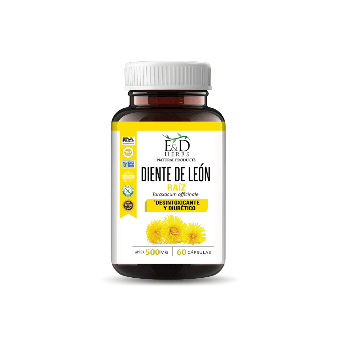 E&D Herbs 60 Dandelion Capsules of 500 Mg Detoxifies and Diuretic