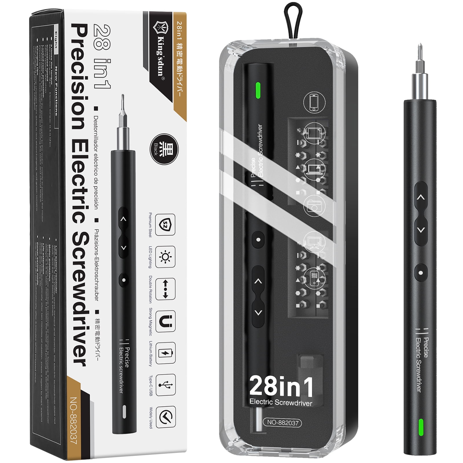 E·Durable 28 in 1 Mini Electric Screwdriver Sets with 24 Bits Rechargeable 3.7V Magnetic Repair Tool Kit