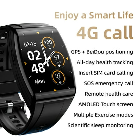 E EYAFA 4G Smart Watch AD03 with SIM Card Slot,1.93 inch AMOLED Screen for Men and Women