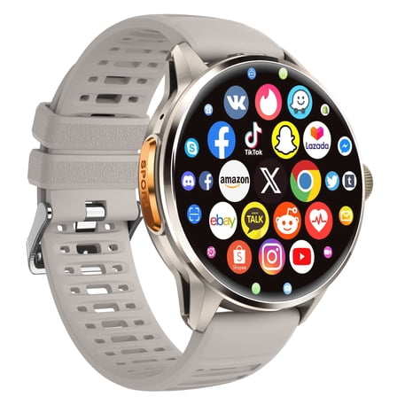 E EYAFA Android Smart Watch H100 with SIM Card Slot for Men and Women 1.8 inch Amoled Screen 3GB RAM+32GB ROM-Silver