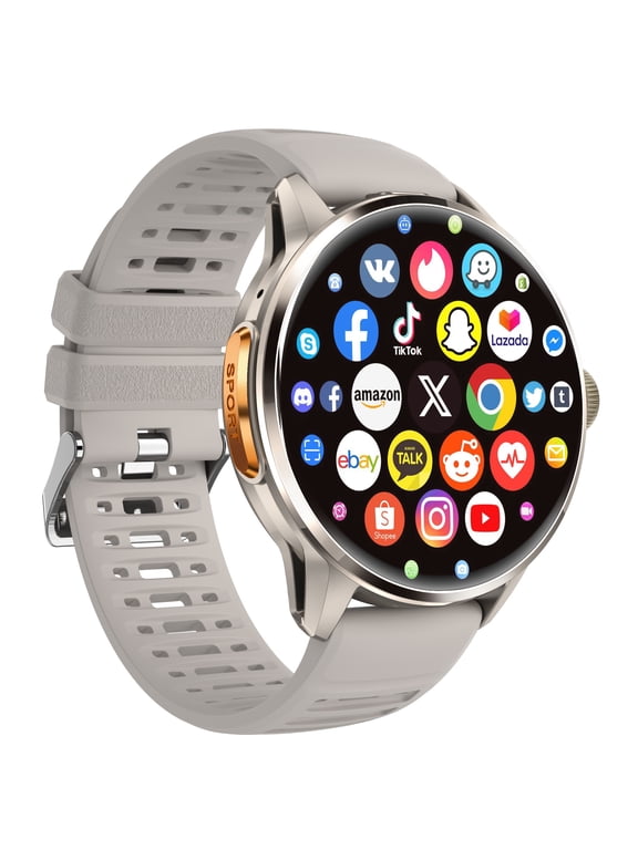Android Smart Watch H100 with SIM Card Slot for Men and Women 1.8 inch Amoled Screen 3GB RAM+32GB ROM-Silver