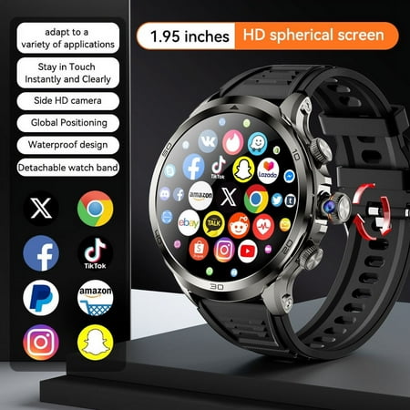 E EYAFA Android Smart Watch with SIM Card Slot, 3GB RAM + 32GB ROM, 1.95-Inch AMOLED Screen for Men and Women