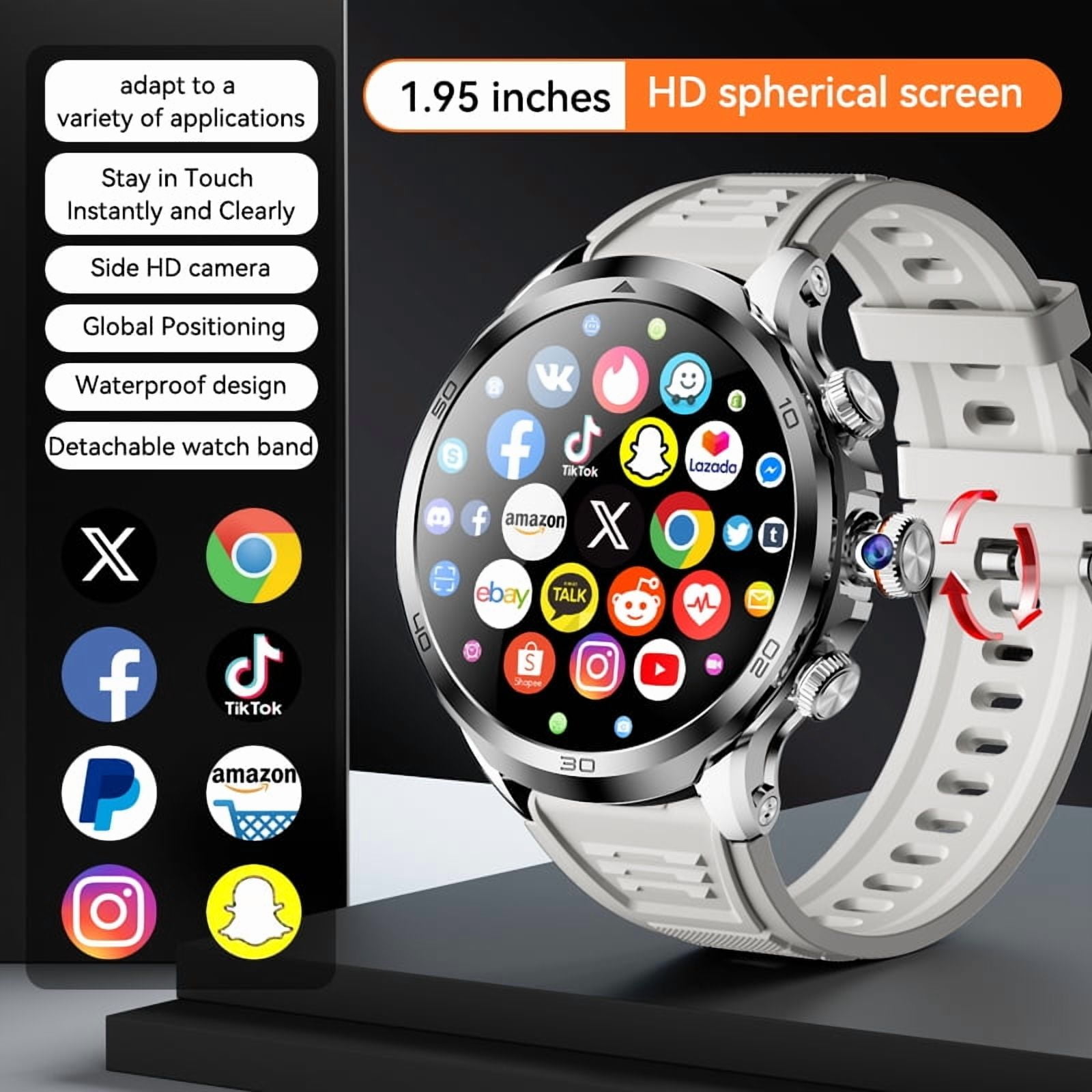 E EYAFA Android Smart Watch with SIM Card Slot, 3GB RAM