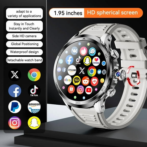 E EYAFA Android Smart Watch with SIM Slot, 3GB RAM, 32GB ROM, 1.95-Inch AMOLED Screen for Men & Women