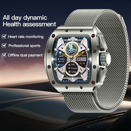 E EYAFA Bluetooth Call Smart Watch V68 with 1.76 inch Screen for Men and Women-Silver