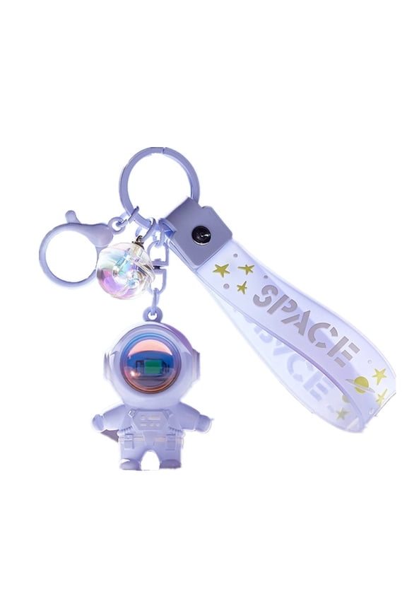 Cute Astronaut Keychain with Sunset Light, Space Pendant Car Key Charm Gift-Purple