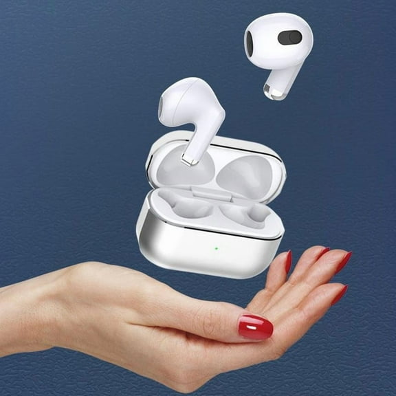 E EYAFA Mini Wireless Bluetooth Earphones with Zinc Alloy Charging Case 9D HiFi Surround Sound-White