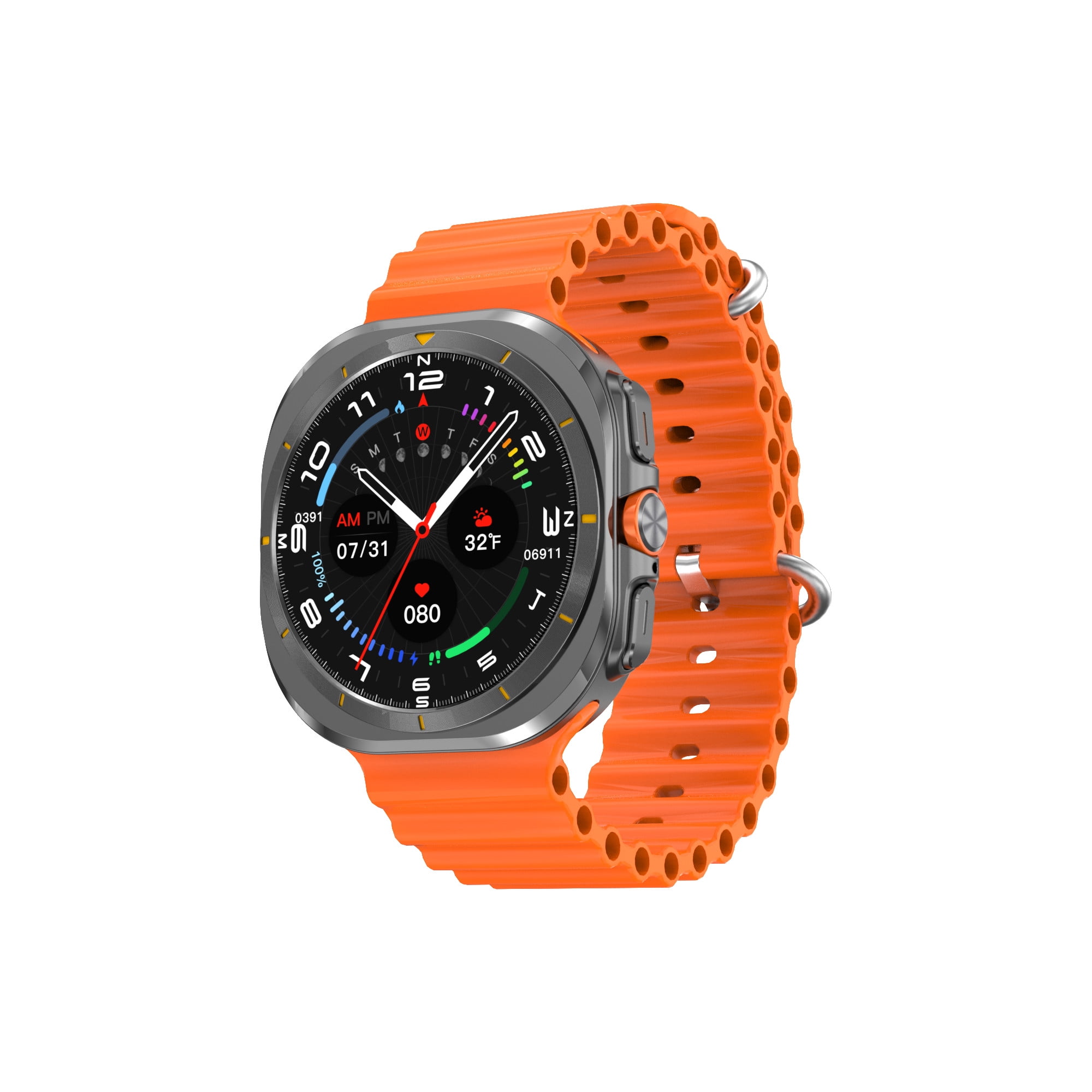 E EYAFA Smart Watch DT Ultra Mini,1.32 inch HD Screen,4GB Memory,Bluetooth Call Smart Watch for Men and Women-Orange