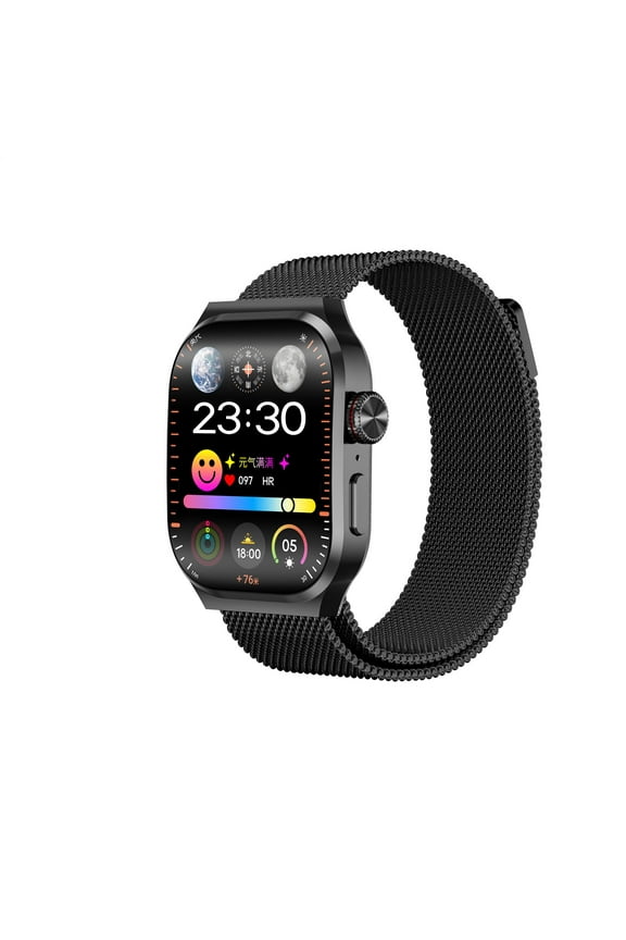 Smart Watch JS Watch 10S 2.13 inch AMOLED Screen Bluetooth Call Sports Watch with 4GB Local Memory Wireless Charging for Men and Women-Black