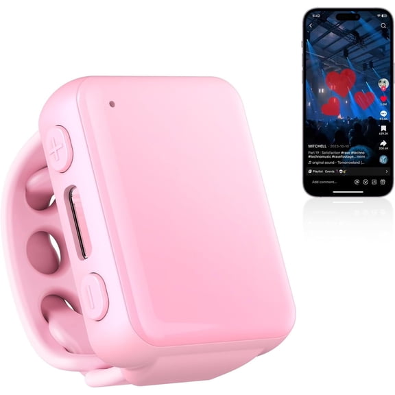E EYAFA True Touch Scrolling Ring: End Finger Strain! Wireless Remote for Comfortable TikTok, Video & Page Control on iPhone/iPad/Android (Portrait/Landscape)-Pink