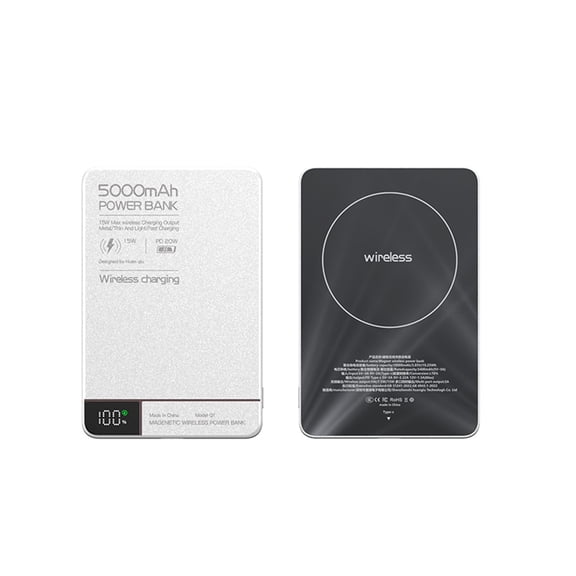 E EYAFA Ultra Thin 20W Magnetic Power Bank,5000mAh Portable Charger,Alloy Wireless Travel Fast Charger for iPhone 17/16 Series-White