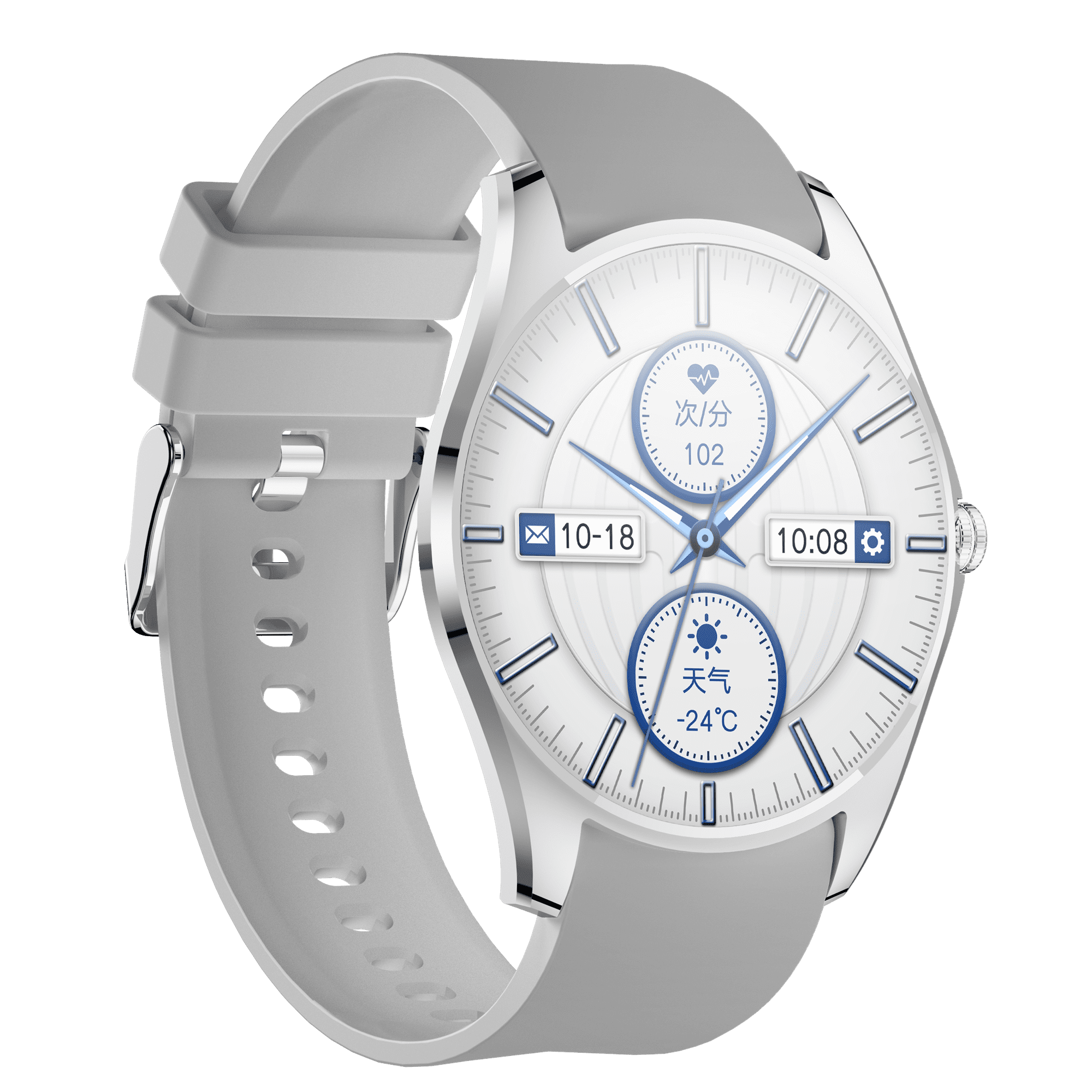 E EYAFA Ultra Thin Bluetooth Call Smart Watch V36 with 1.5 inch AMOLED Screen for Men and Women-Silver