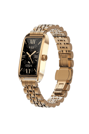 Women's Smart Watch, 1.13" AMOLED Touch Screen, IP68 Waterproof, Compatible with iOS & Android-Golden Shell and Strap