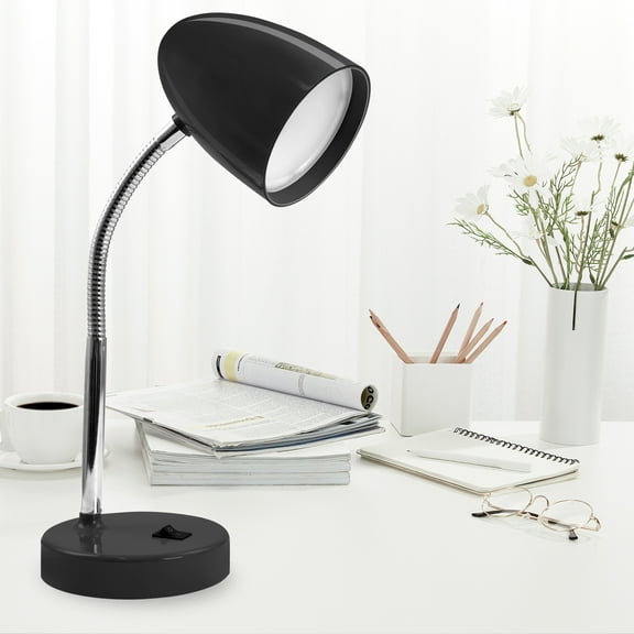 E Energetic LED Light Desk Lamp, 3.5W 4000K Study Lamps with Flexible Goose Neck for Bedroom and Office, Black
