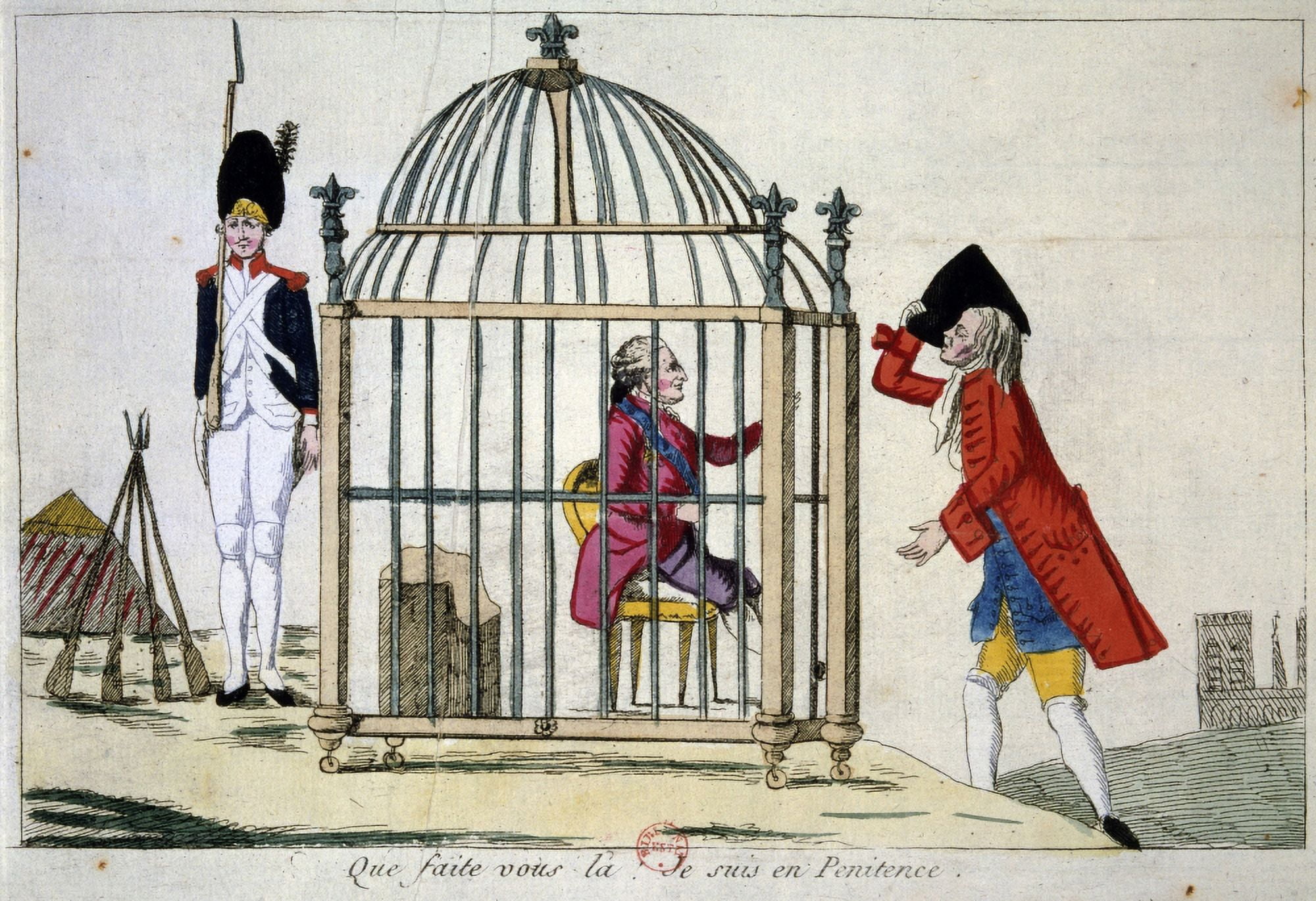 E Faites Vous La Je Suis En Penitence Caricature Contre Louis Xvi A La Veille De Varennes Paris Canvas Art - (36 x 24)