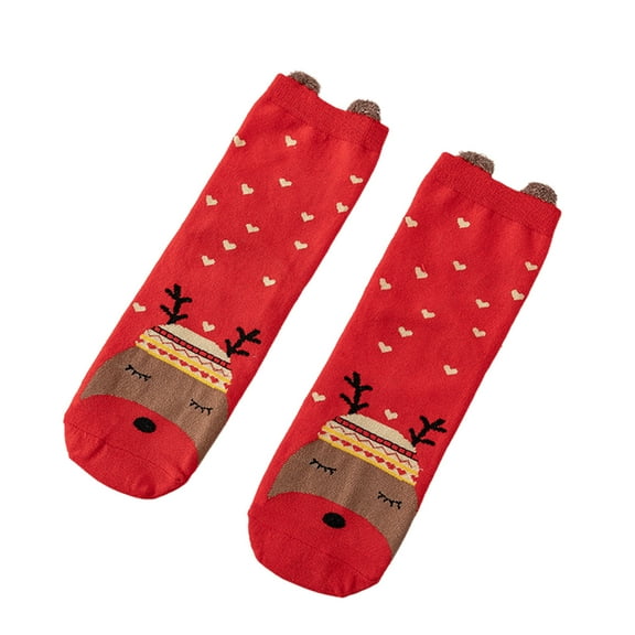 E Festive Mid Calf Socks With Christmas Cartoon Patterns Comfortable And Warm For Autumn And Winter Wear Nylon And Spandex Blend 10.24 Inches
