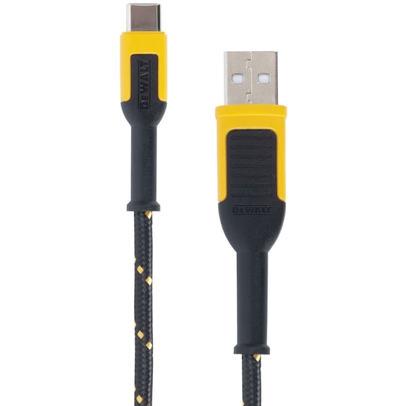 Dewalt Phone Charger Usb-A To Usb-C Reinforced Braided Cable 4'