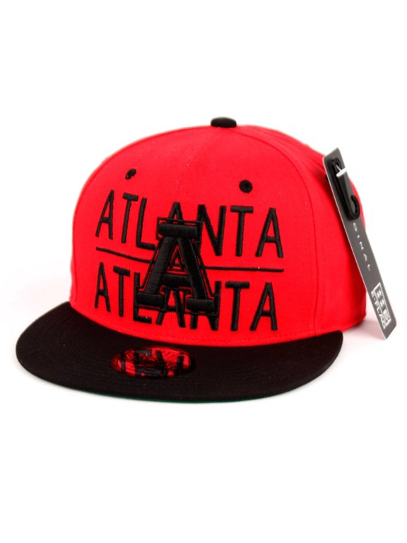 Atlanta Block Letters Flat Bill Snapback Cap Hat Snap Back