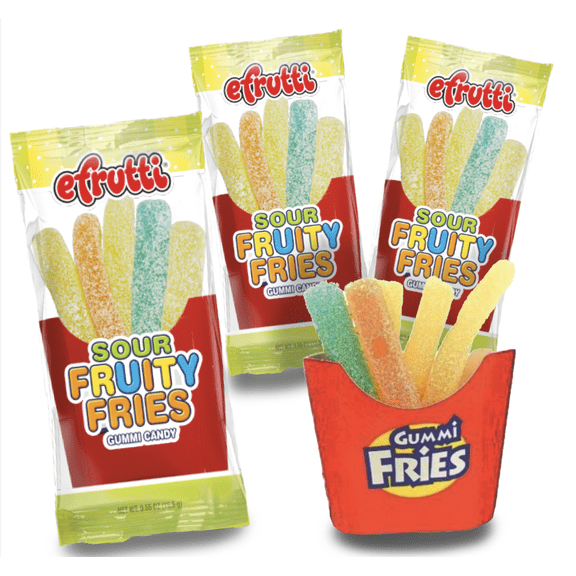 E.Frutti Sour Fruity Fries Gummy Candy, 3-Pack