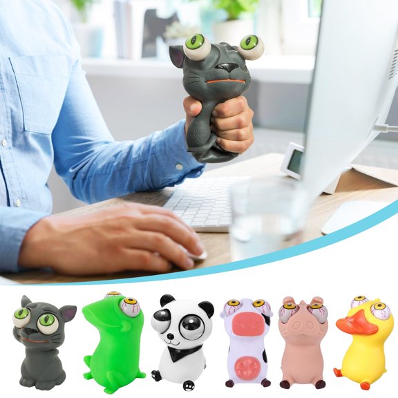 E Funny Eye Popping Stress Relief Monkey Doll Squeeze Animal Toy With Bouncy Eyes Fidget Sensory Toy For Desk
